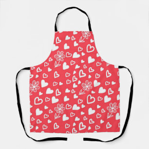 Hearts pattern apron