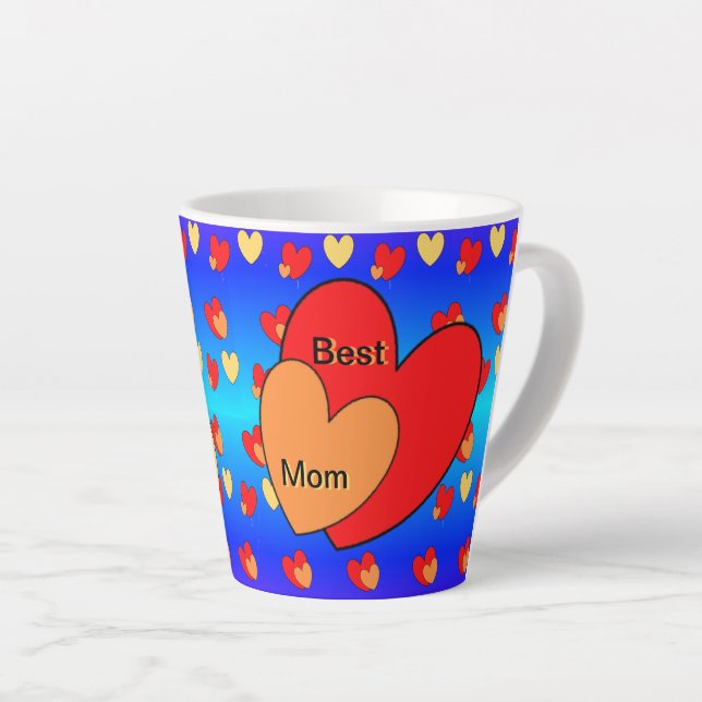 Hearts Pattern Best Mum Latte Mug (Right Angle)