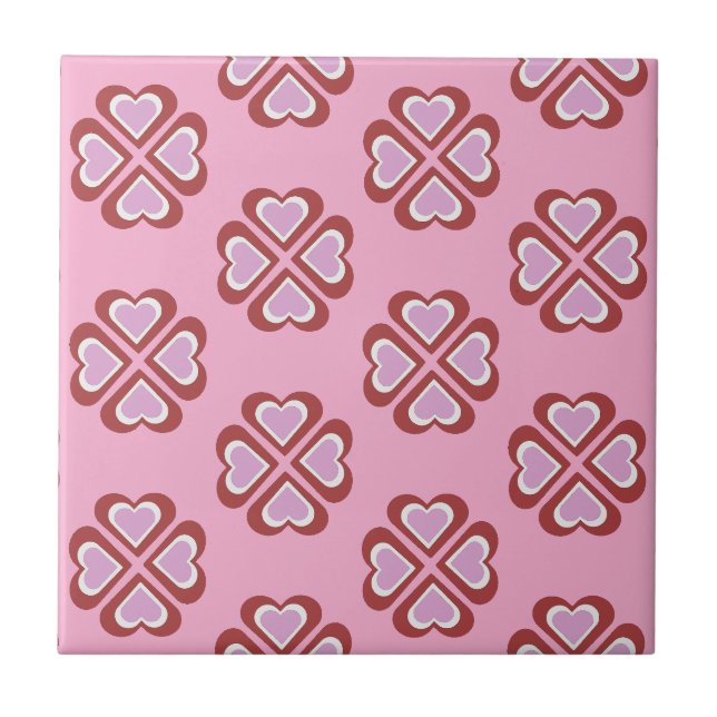 Hearts pattern ceramic tile (Front)