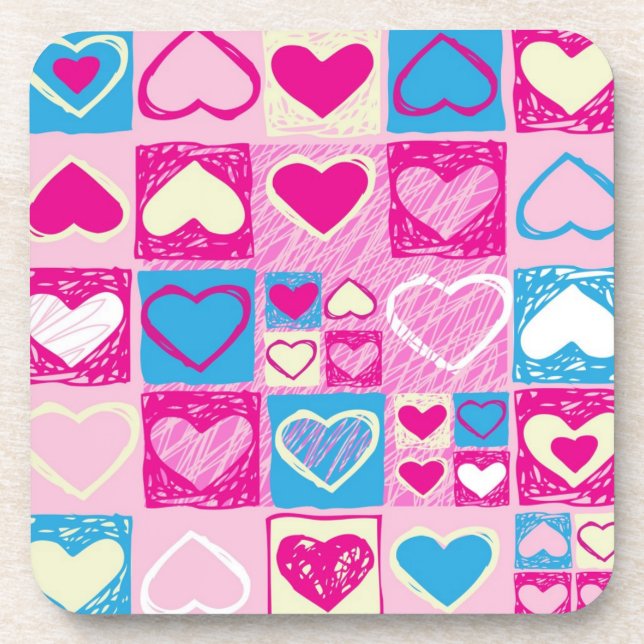 Hearts pattern coaster (Front)