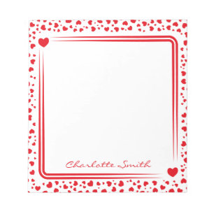 Hearts Pattern Custom Name Valentine Gift Notepad