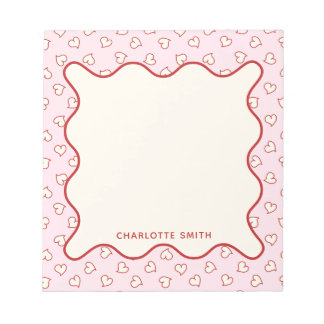 Hearts Pattern Custom Valentine Gift Notepad