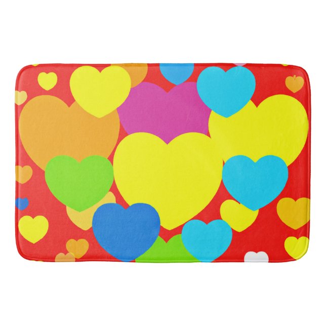 Hearts Pattern Design Bath Mat (Front)