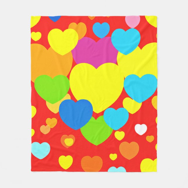 Hearts Pattern Design Fleece Blanket (Front)