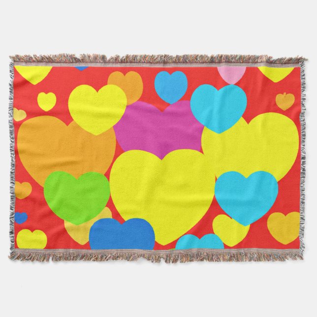 Hearts Pattern Design Throw Blanket (Front)