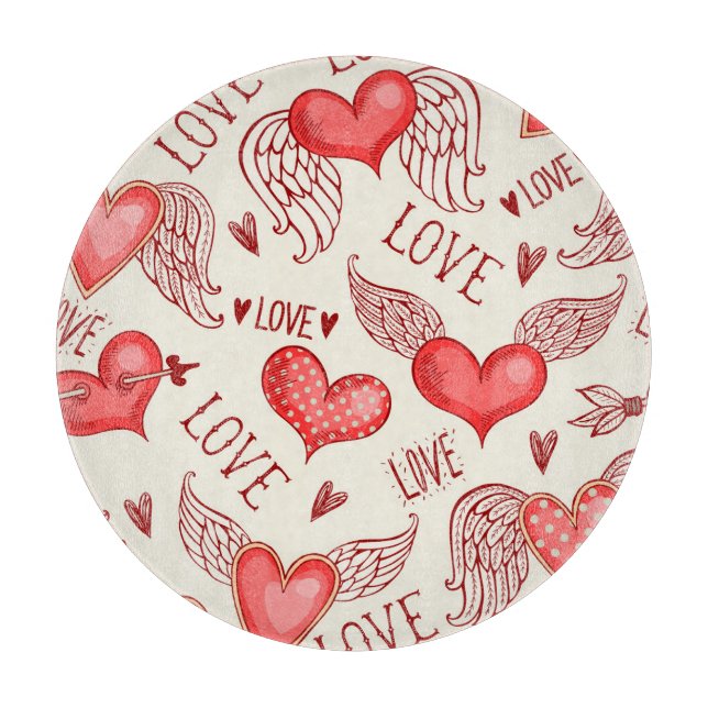 Hearts Pattern for Valentine's Day Cutting Board (Front)
