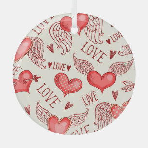 Hearts Pattern for Valentine's Day Glass Tree Decoration