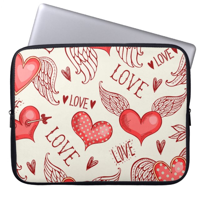 Hearts Pattern for Valentine's Day Laptop Sleeve (Front)