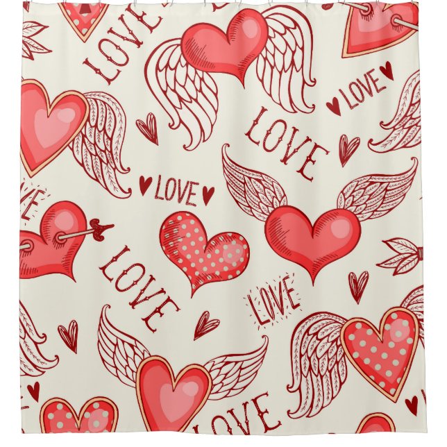 Hearts Pattern for Valentine's Day Shower Curtain (Front)