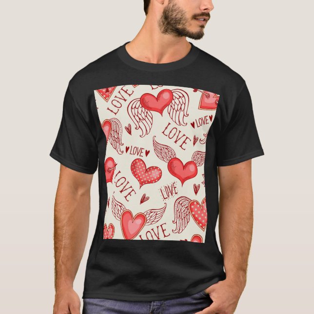 Hearts Pattern for Valentine's Day T-Shirt (Front)