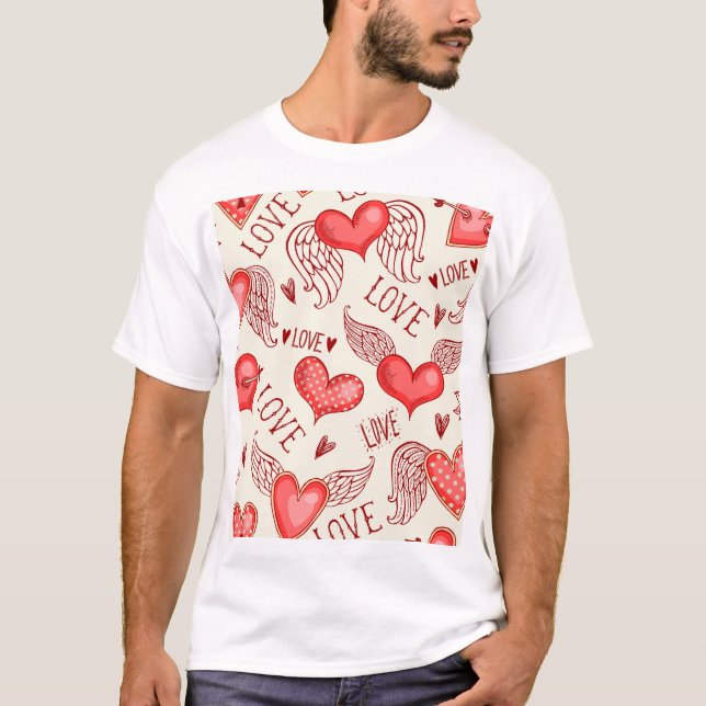 Hearts Pattern for Valentine's Day T-Shirt (Front)