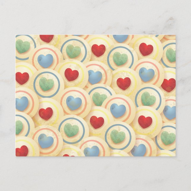 Hearts pattern in vintage style postcard (Front)