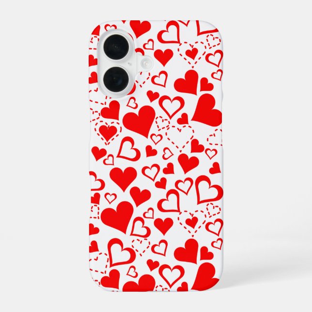 Hearts Pattern iPhone 16 Case (Back)