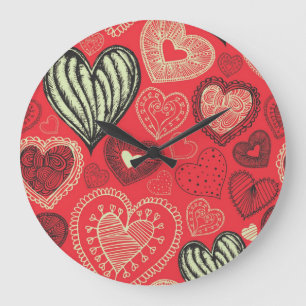 Hearts pattern large clock