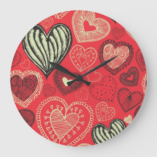 Hearts pattern large clock (Front)