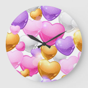 Hearts pattern large clock