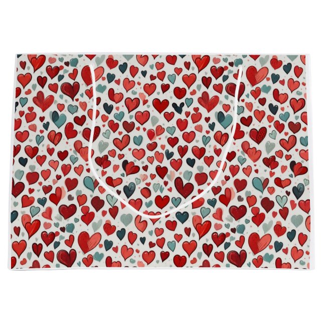 Hearts pattern large gift bag (Front)