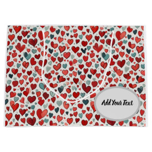 Hearts pattern large gift bag