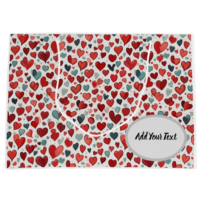 Hearts pattern large gift bag (Front)