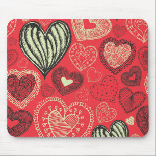 Hearts pattern mouse pad