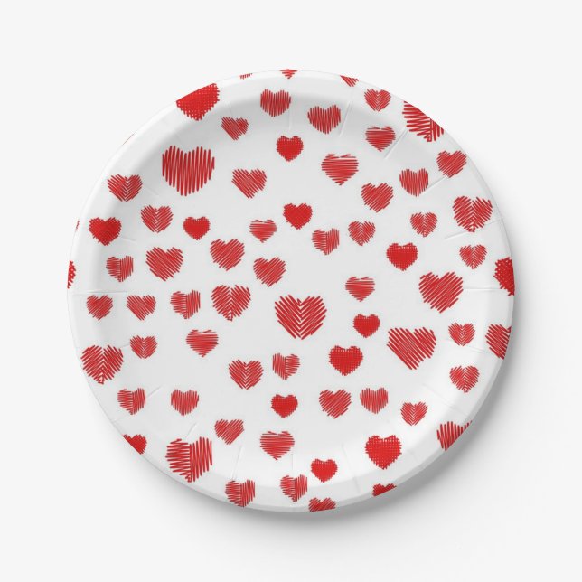 Hearts pattern paper plate (Front)
