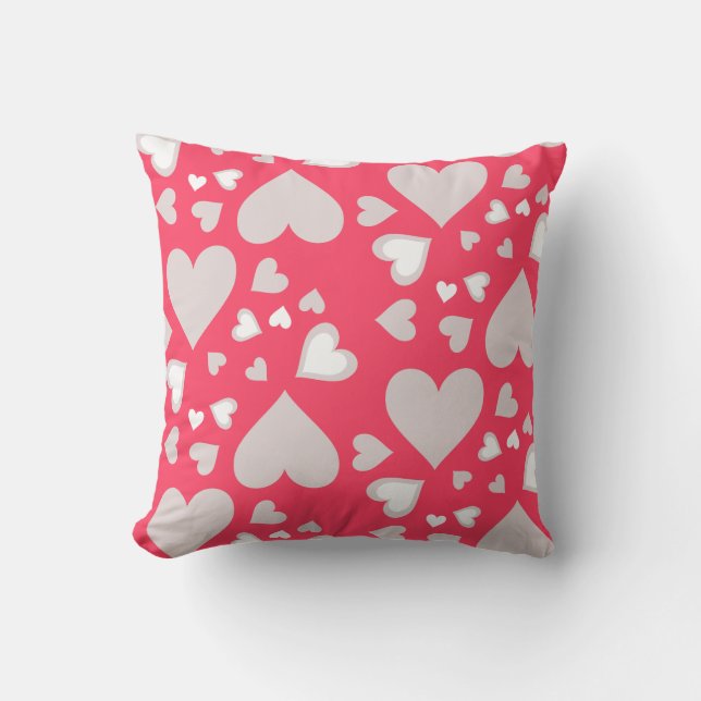 Hearts Pattern Pink Modern Cushion (Front)