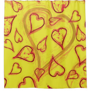 Hearts pattern shower curtain