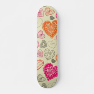 Hearts pattern skateboard