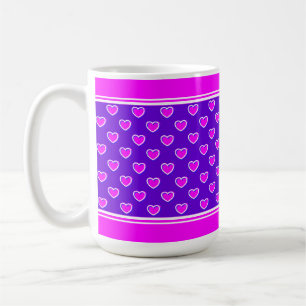 Hearts Pattern Striking Colors Pink And Purple Coffee Mug