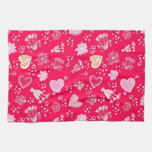 Hearts pattern tea towel