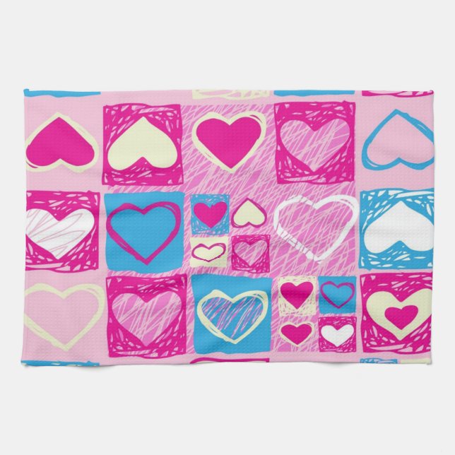 Hearts pattern tea towel (Horizontal)