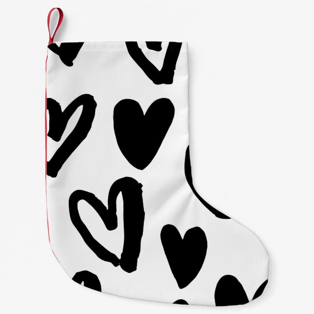 Hearts Pattern: Valentine Vintage Small Christmas Stocking (Front)