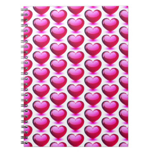 Hearts Pattern Vibrant Pink Modern Notebook