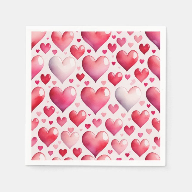Hearts pattern watercolor napkin (Front)
