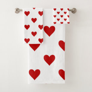 Hearts Pattern with Customizable Name Bath Towel Set