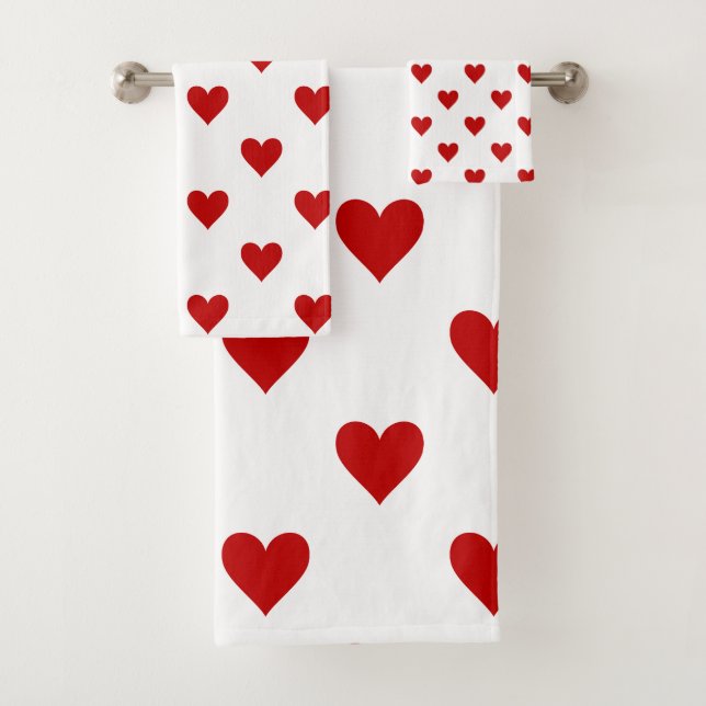 Hearts Pattern with Customizable Name Bath Towel Set (Insitu)