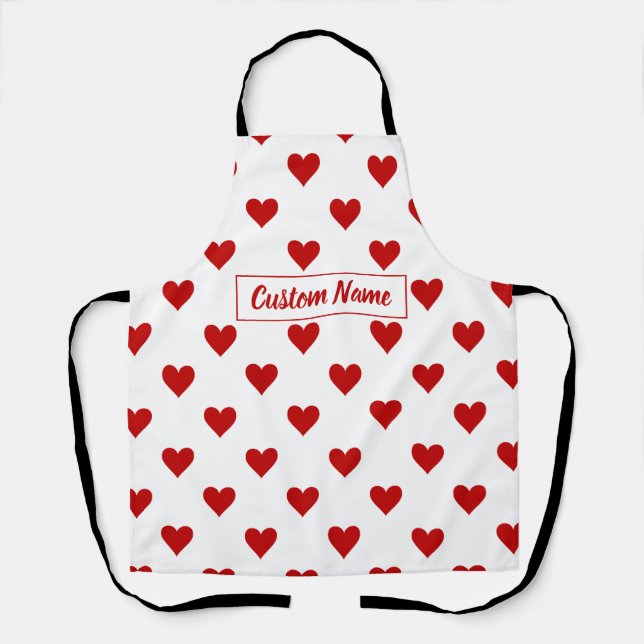 Hearts Pattern with Personalized Name Apron (Front)