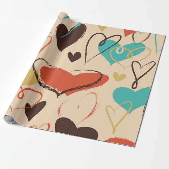 Hearts pattern wrapping paper (Unrolled)