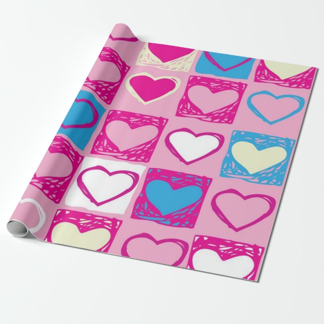 Hearts pattern wrapping paper (Unrolled)