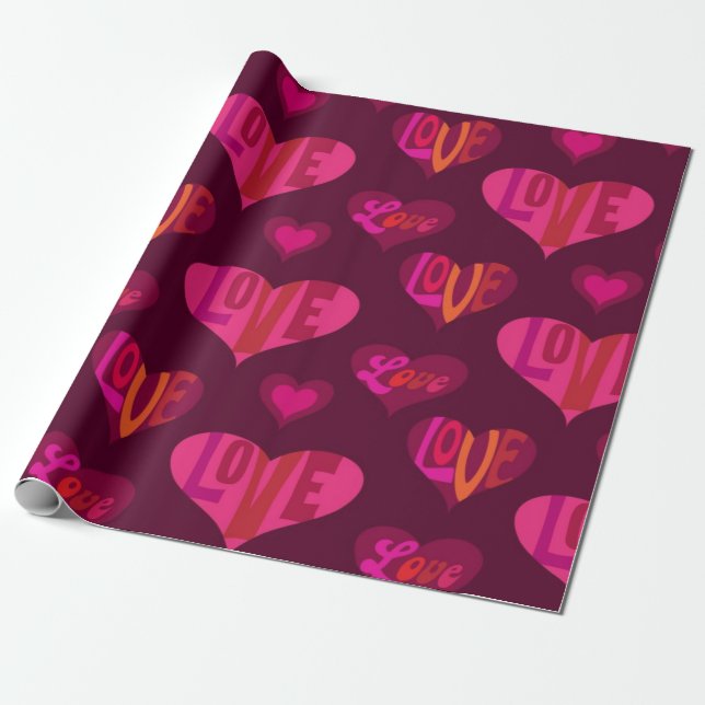 Hearts pattern wrapping paper (Unrolled)