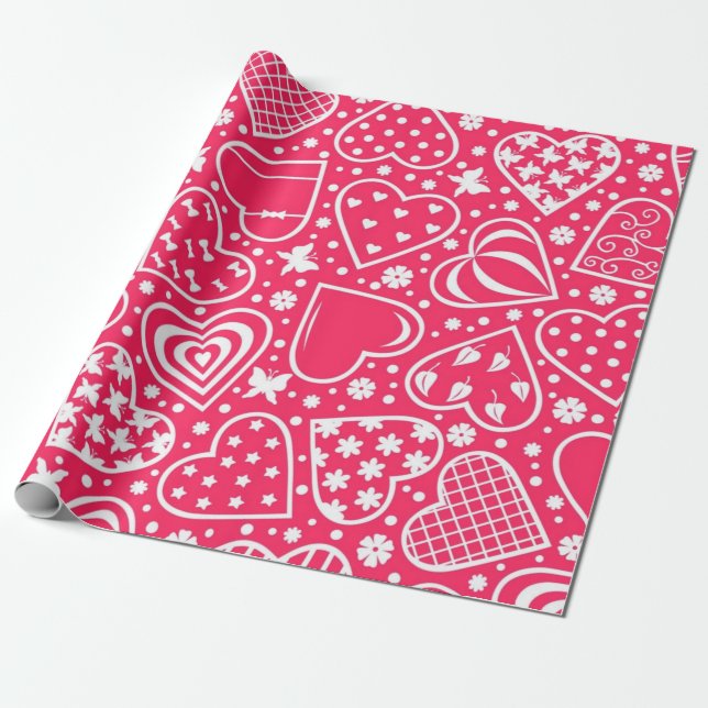 Hearts pattern wrapping paper (Unrolled)