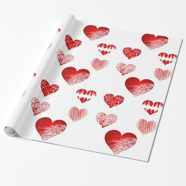 Hearts Pattern Wrapping Paper (Unrolled)