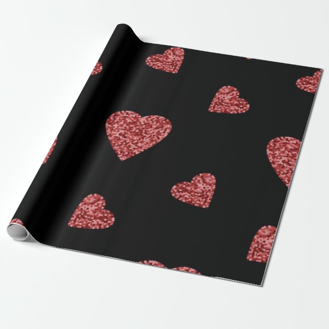 Hearts pattern wrapping paper (Unrolled)