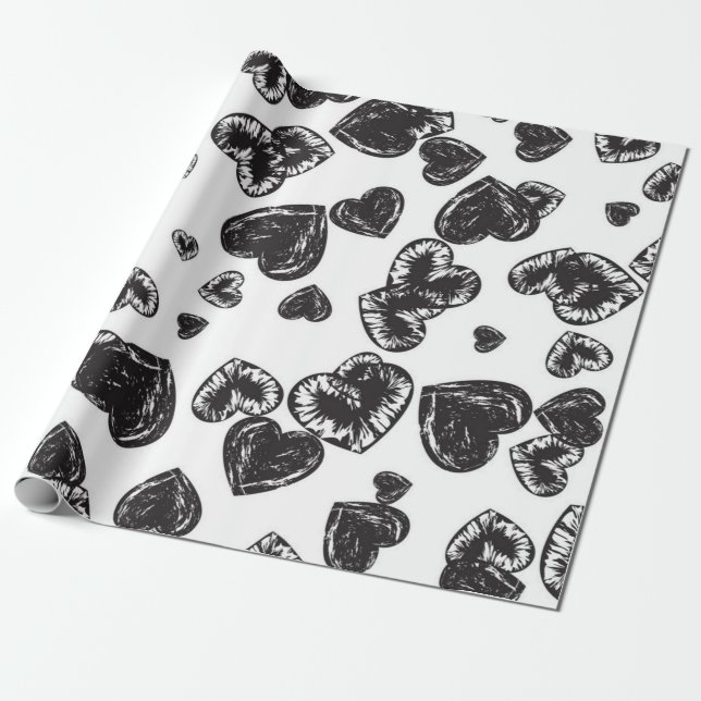 Hearts pattern wrapping paper (Unrolled)