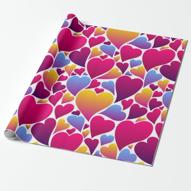 Hearts pattern wrapping paper (Unrolled)