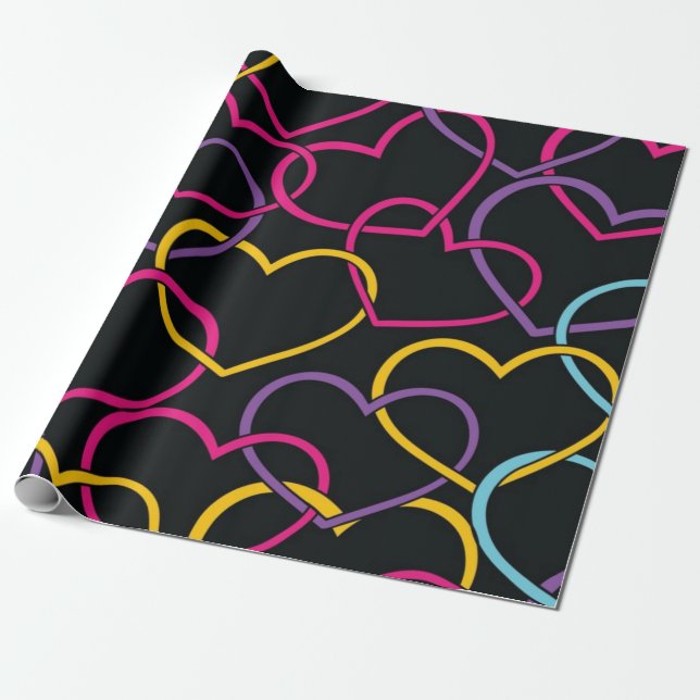 Hearts pattern wrapping paper (Unrolled)
