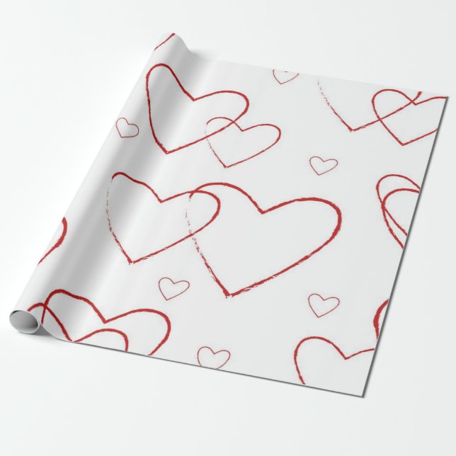 Hearts pattern wrapping paper (Unrolled)