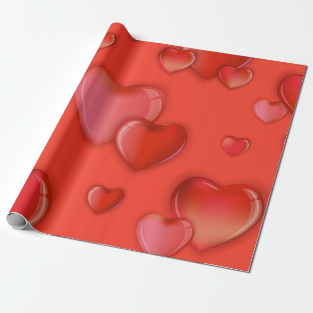 Hearts pattern wrapping paper (Unrolled)