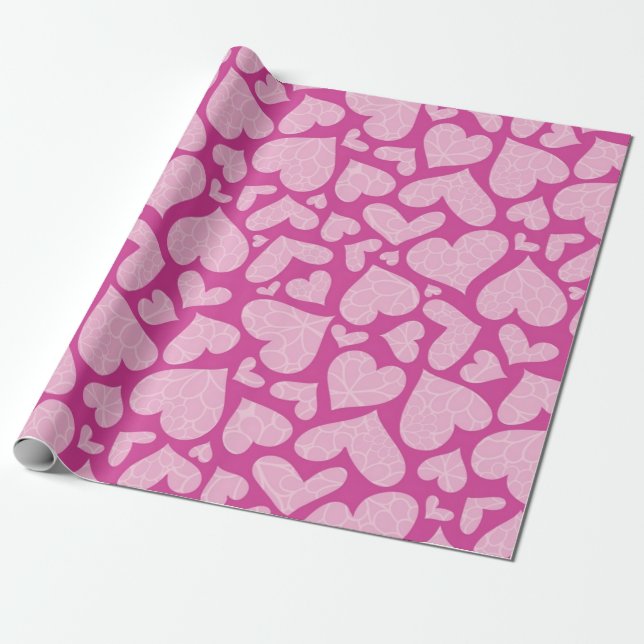 Hearts pattern wrapping paper (Unrolled)