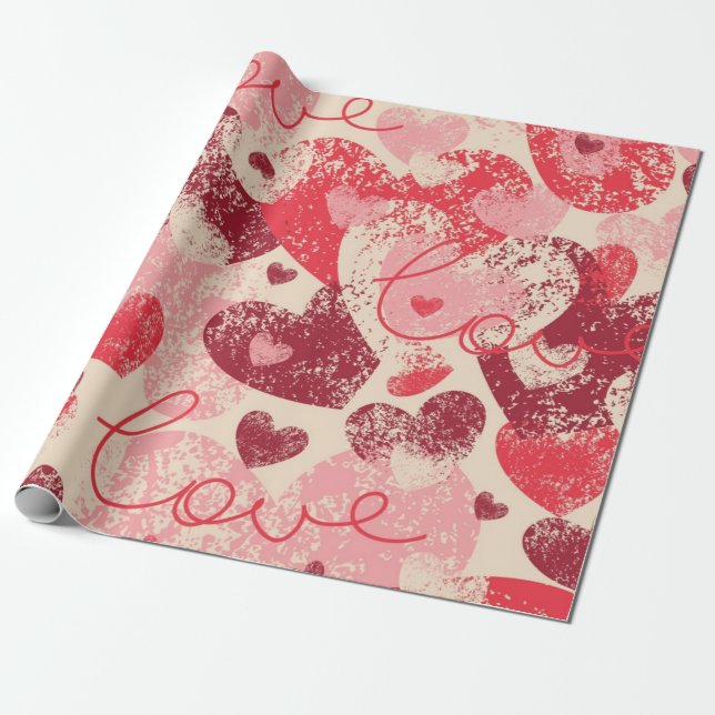 Hearts pattern wrapping paper (Unrolled)